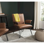 SAFAVIEH Idamae Mid-Century Modern Faux Leather Arm Chair - 29Wx28Dx33H