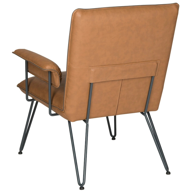 SAFAVIEH Idamae Mid-Century Modern Faux Leather Arm Chair - 29Wx28Dx33H