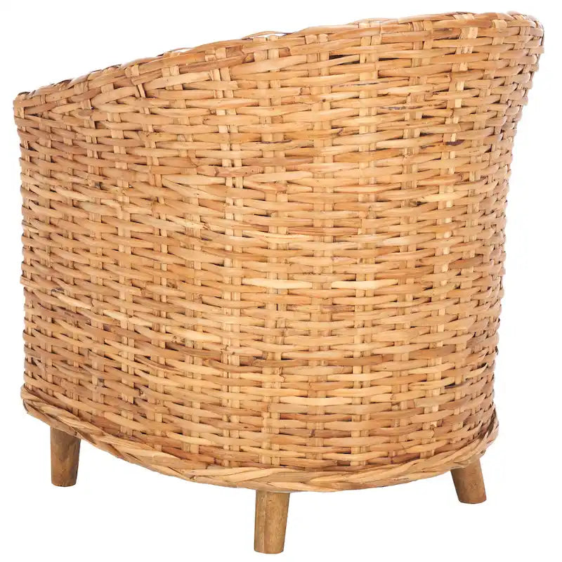 SAFAVIEH Charla Rattan Barrel Chair with Cushion - 29.1 x 27.2 x 32.7 - 29Wx27Dx33H