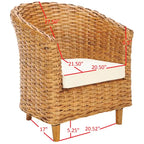 SAFAVIEH Charla Rattan Barrel Chair with Cushion - 29.1 x 27.2 x 32.7 - 29Wx27Dx33H