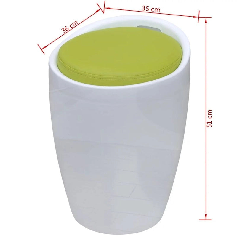 vidaXL Stool White and Green Faux Leather