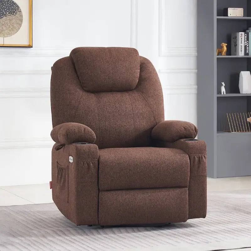 MCombo Large Power Lift Recliner Chair with Massage, Cup Holders, Extended Footrest, Fabric 7516