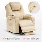 MCombo Large Power Lift Recliner Chair with Massage, Cup Holders, Extended Footrest, Fabric 7516