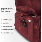 MCombo Large Power Lift Recliner Chair with Massage, Cup Holders, Extended Footrest, Fabric 7516