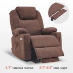 MCombo Large Power Lift Recliner Chair with Massage, Cup Holders, Extended Footrest, Fabric 7516