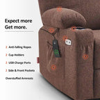 MCombo Large Power Lift Recliner Chair with Massage, Cup Holders, Extended Footrest, Fabric 7516
