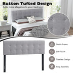 Costway Full/Queen Size Headboard Linen Fabric Upholstered Button - See Details