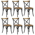 vidaXL Cross Chairs 6 pcs Black Solid Mango Wood - 20.1 x 20.5 x 33.1