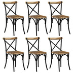 vidaXL Cross Chairs 6 pcs Black Solid Mango Wood - 20.1 x 20.5 x 33.1