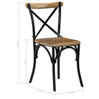 vidaXL Cross Chairs 6 pcs Black Solid Mango Wood - 20.1 x 20.5 x 33.1