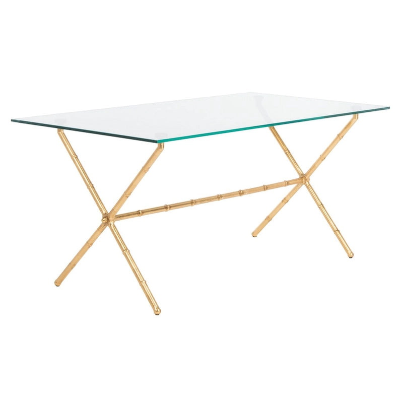 SAFAVIEH Treasures Jocelyn Bronze-Ish Silver/ Glass Top Accent Table - 37.4 x 19.7 x 17