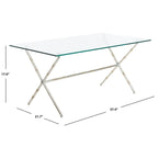 SAFAVIEH Treasures Jocelyn Bronze-Ish Silver/ Glass Top Accent Table - 37.4 x 19.7 x 17