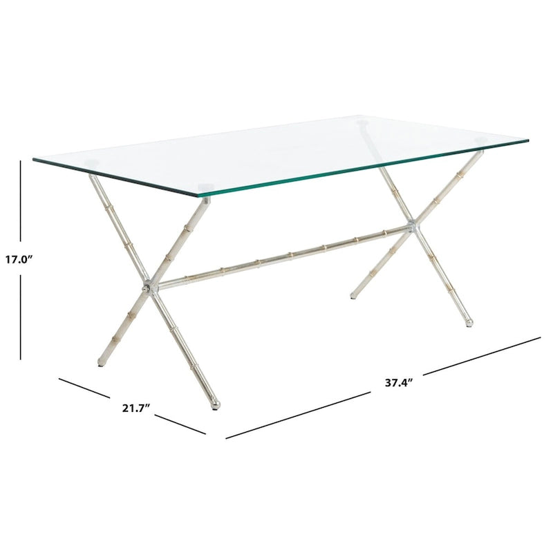 SAFAVIEH Treasures Jocelyn Bronze-Ish Silver/ Glass Top Accent Table - 37.4 x 19.7 x 17