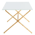 SAFAVIEH Treasures Jocelyn Bronze-Ish Silver/ Glass Top Accent Table - 37.4 x 19.7 x 17
