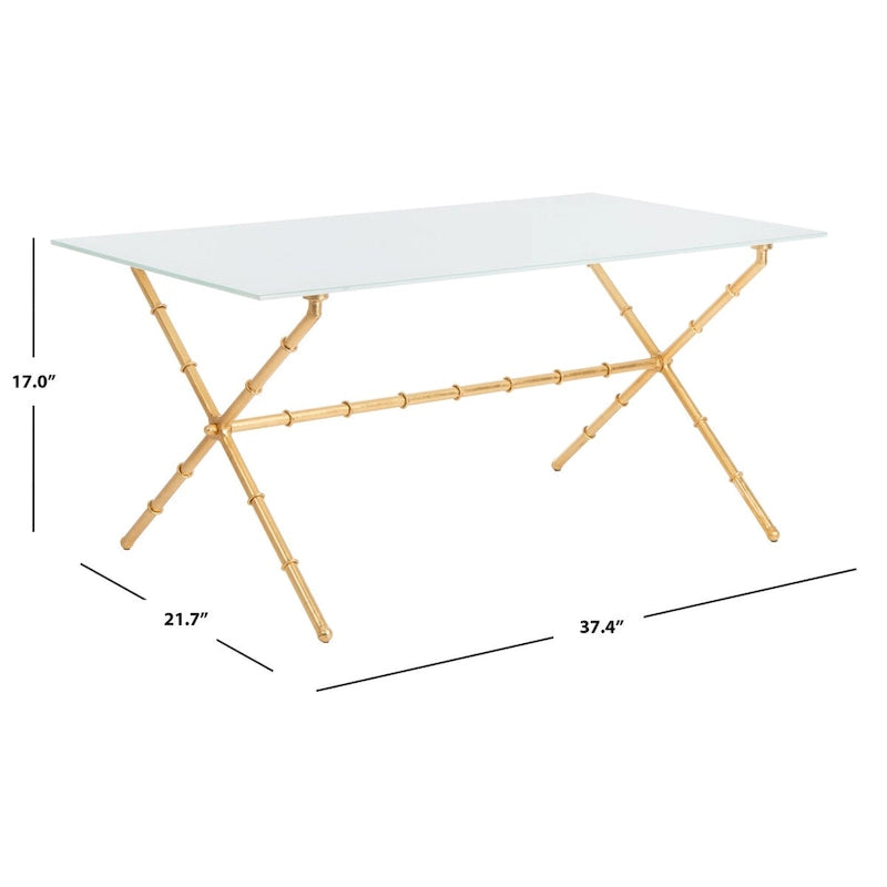 SAFAVIEH Treasures Jocelyn Bronze-Ish Silver/ Glass Top Accent Table - 37.4 x 19.7 x 17