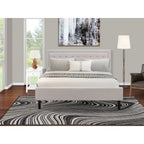 East West Furniture Platform King Size Bedroom Set with 1 Bed Frame and Nightstands - Mist Beige Linen Fabric(Pieces Options)