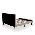 East West Furniture Platform King Size Bedroom Set with 1 Bed Frame and Nightstands - Mist Beige Linen Fabric(Pieces Options)