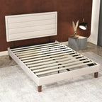 Platform Bed Frame with Wooden Slats Support, Upholstered Bed with Headboard, No Box Spring Needed