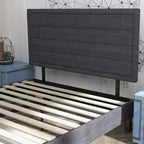 Platform Bed Frame with Wooden Slats Support, Upholstered Bed with Headboard, No Box Spring Needed