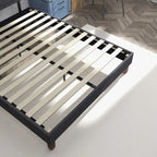 Platform Bed Frame with Wooden Slats Support, Upholstered Bed with Headboard, No Box Spring Needed