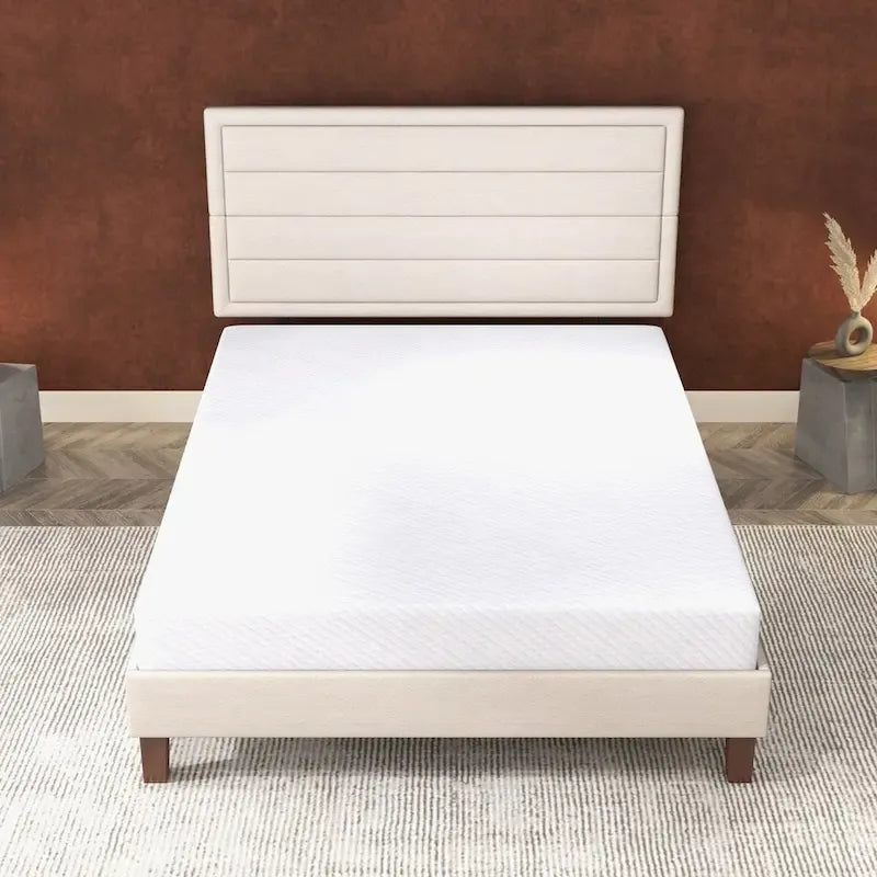 Platform Bed Frame with Wooden Slats Support, Upholstered Bed with Headboard, No Box Spring Needed
