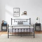 Javlergo 3-Piece Bedroom Sets with Metal Platform Bed Frame and Nightstand Set of 2