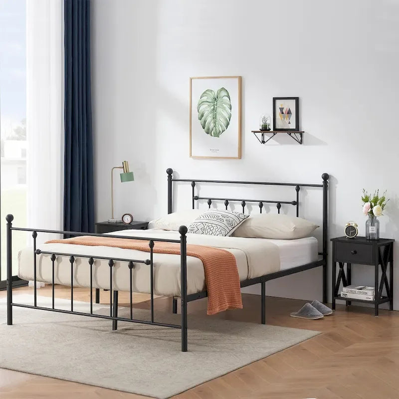 Javlergo 3-Piece Bedroom Sets with Metal Platform Bed Frame and Nightstand Set of 2