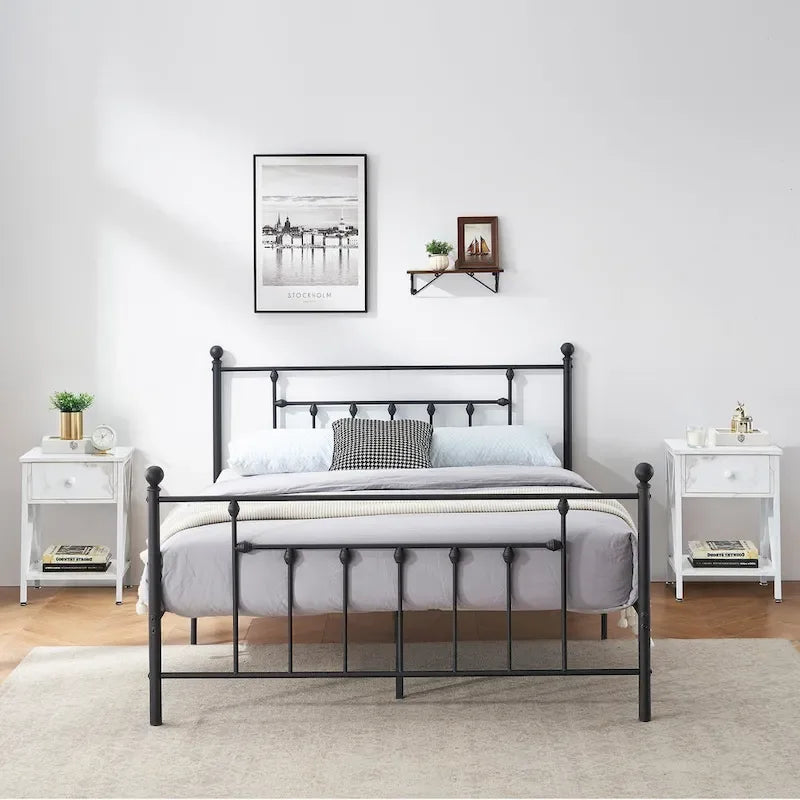 Javlergo 3-Piece Bedroom Sets with Metal Platform Bed Frame and Nightstand Set of 2
