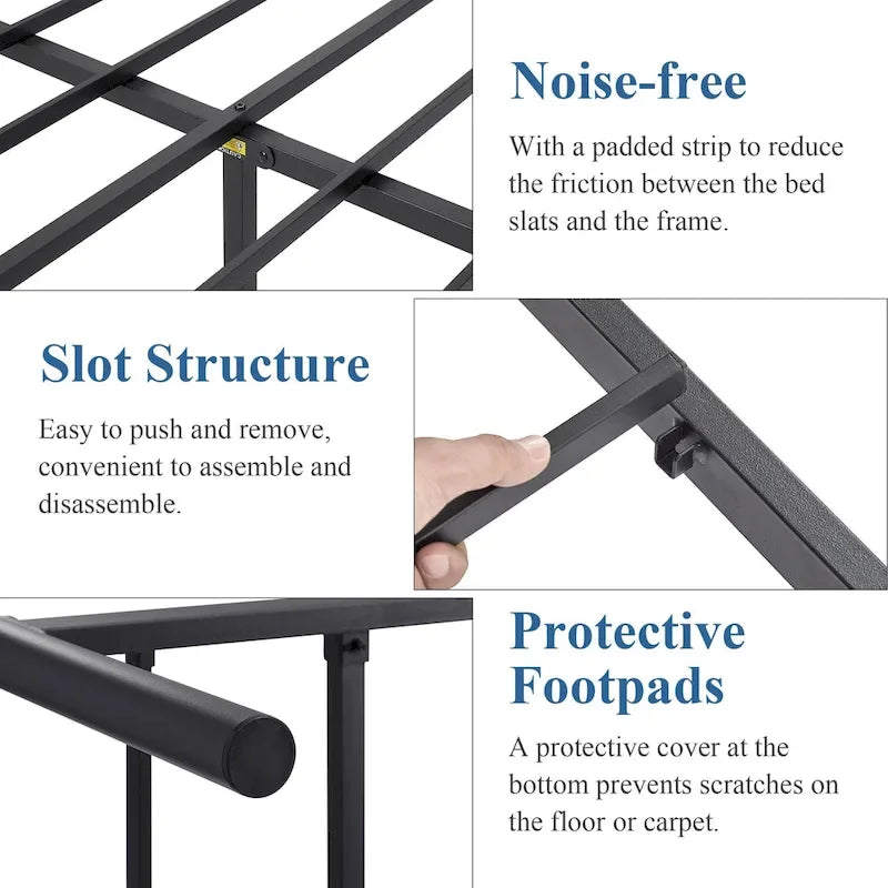 Javlergo 3-Piece Bedroom Sets with Metal Platform Bed Frame and Nightstand Set of 2