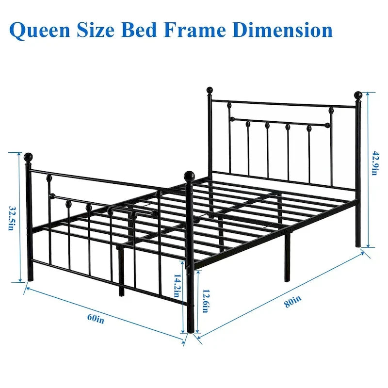 Javlergo 3-Piece Bedroom Sets with Metal Platform Bed Frame and Nightstand Set of 2