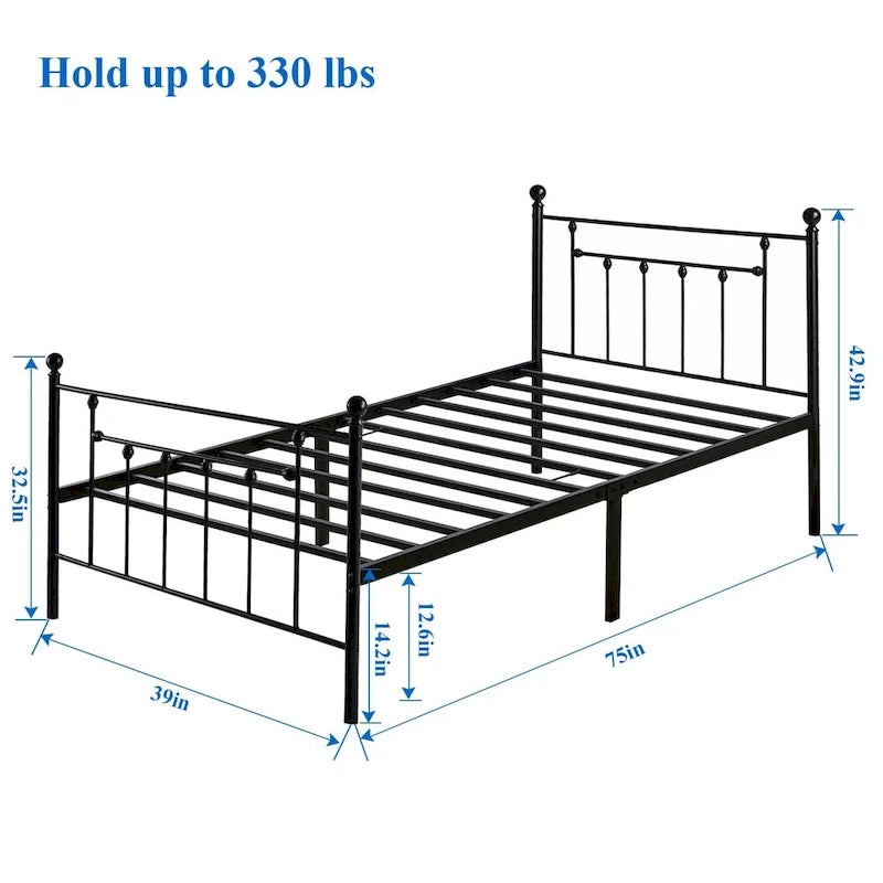 Javlergo 3-Piece Bedroom Sets with Metal Platform Bed Frame and Nightstand Set of 2