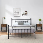 Javlergo 3-Piece Bedroom Sets with Metal Platform Bed Frame and Nightstand Set of 2