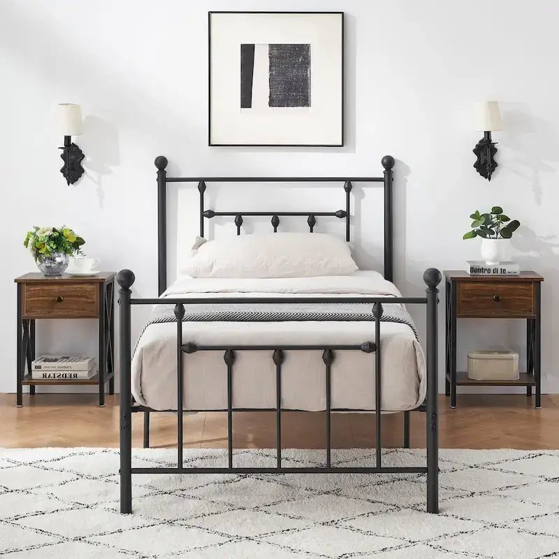 Javlergo 3-Piece Bedroom Sets with Metal Platform Bed Frame and Nightstand Set of 2