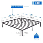 Javlergo 14 Inch Metal Platform Bed Frame, Heavy Duty Steel Slat/No Box Spring Needed