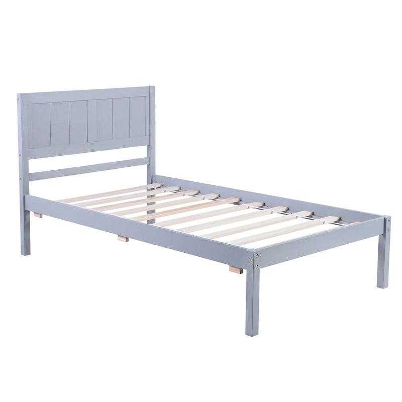 Wood Platform Bed with Headboard
