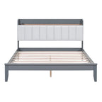 Platform Bed with USB Charging Station and Storage Upholstered Headboard,LED Bed Frame,No Box Spring Needed
