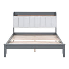 Platform Bed with USB Charging Station and Storage Upholstered Headboard,LED Bed Frame,No Box Spring Needed