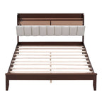Platform Bed with USB Charging Station and Storage Upholstered Headboard,LED Bed Frame,No Box Spring Needed