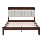 Platform Bed with USB Charging Station and Storage Upholstered Headboard,LED Bed Frame,No Box Spring Needed