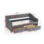 Daybed with Drawers Upholstered Tufted Sofa Bed