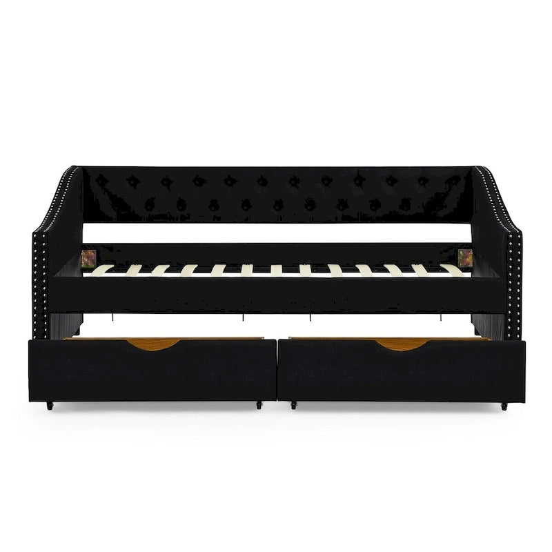 Daybed with Drawers Upholstered Tufted Sofa Bed