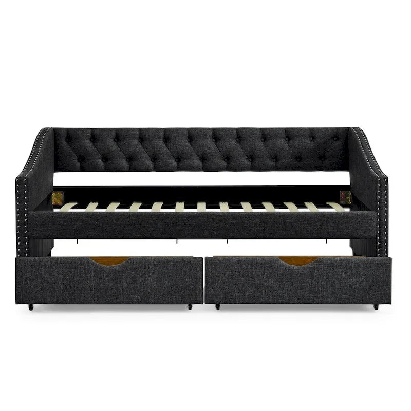 Daybed with Drawers Upholstered Tufted Sofa Bed