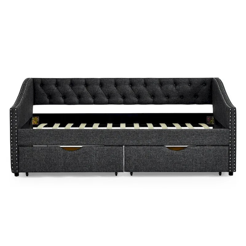 Daybed with Drawers Upholstered Tufted Sofa Bed