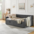 Daybed with Drawers Upholstered Tufted Sofa Bed