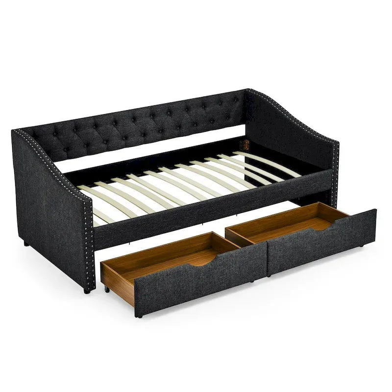 Daybed with Drawers Upholstered Tufted Sofa Bed