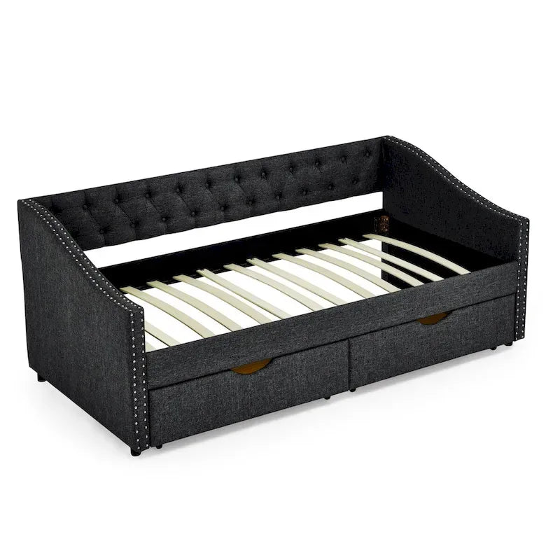 Daybed with Drawers Upholstered Tufted Sofa Bed