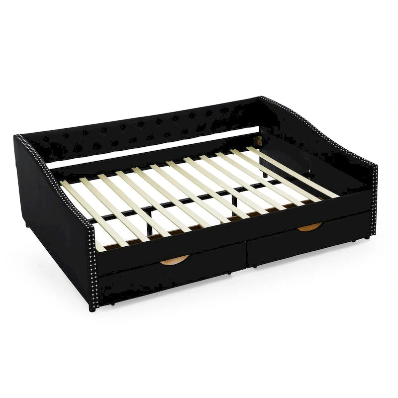 Daybed with Drawers Upholstered Tufted Sofa Bed