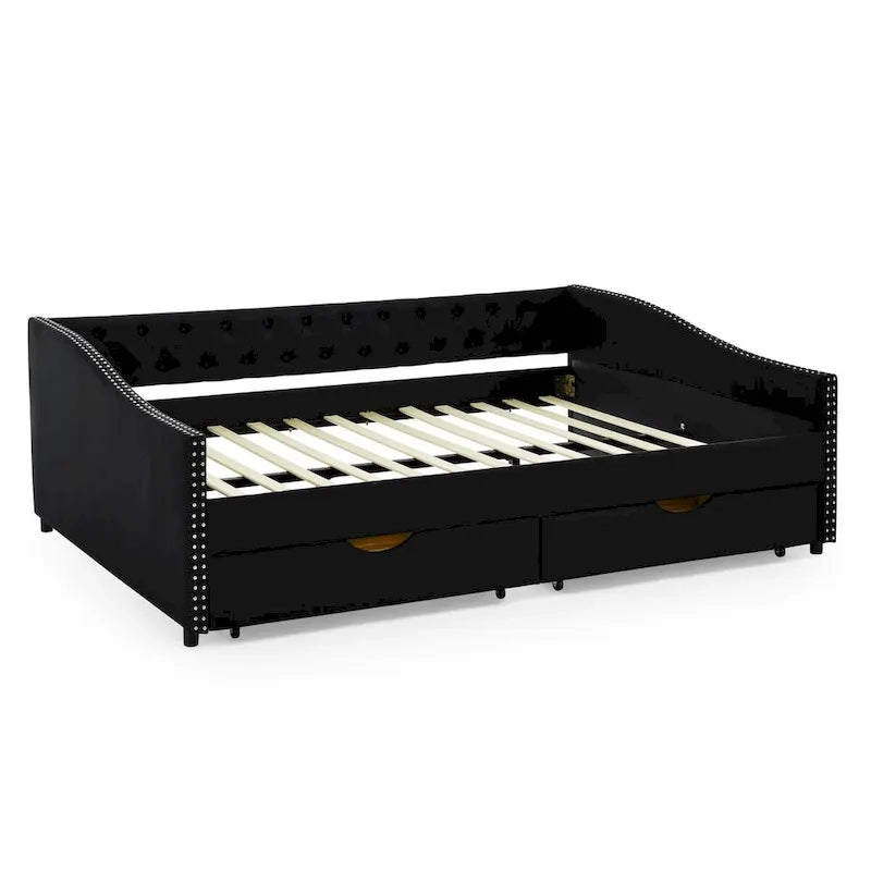 Daybed with Drawers Upholstered Tufted Sofa Bed