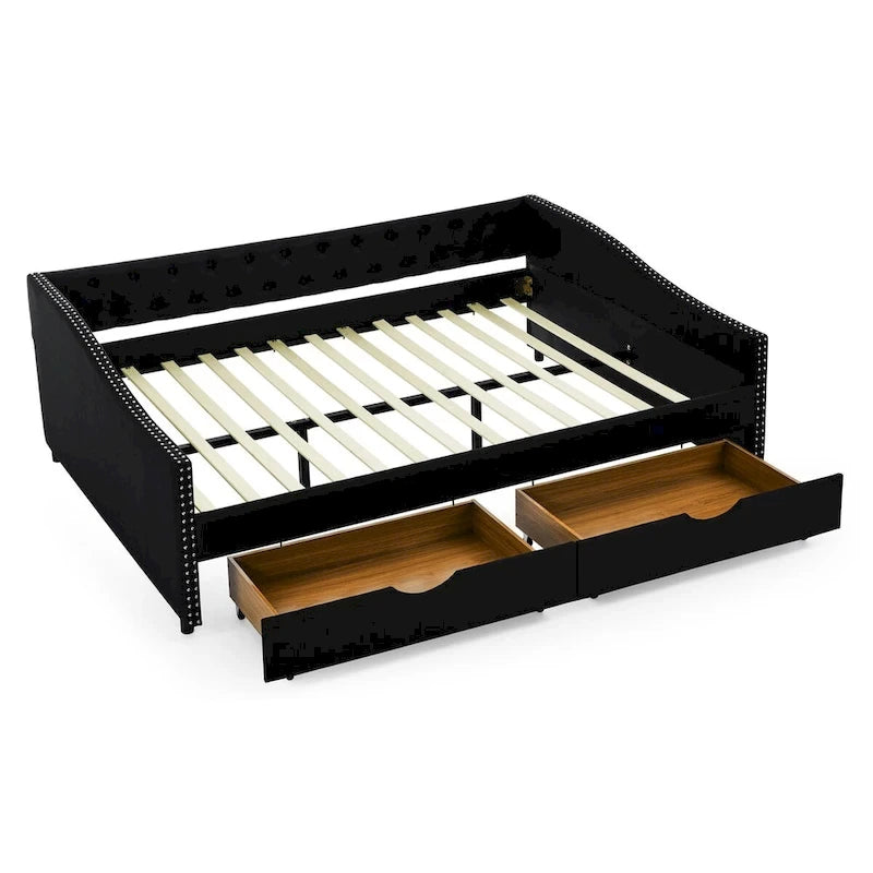 Daybed with Drawers Upholstered Tufted Sofa Bed