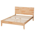 Hosea Japandi Carved Honeycomb Natural Queen Size Platform Bed